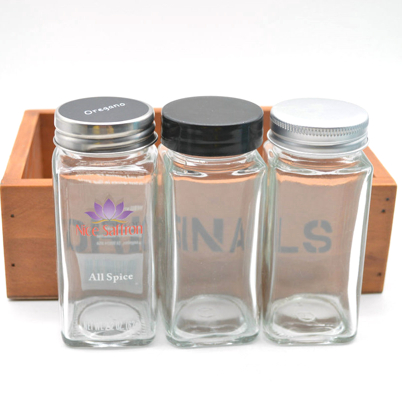 custom design 120ml  empty seasoning packaging bottle 4oz square glass spice jar
