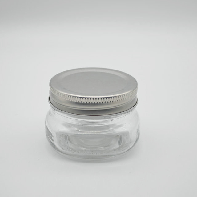 custom design 140ml square round bottle 4.5oz glass food jar with twist off lids