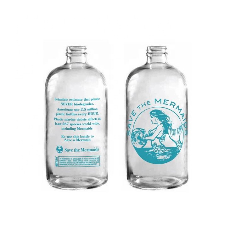 custom design 350ml 500ml round drinks bottle 250ml empty mineral water glass bottle with lid for cold pressed juice coffee milk