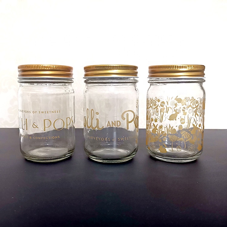 custom design 390ml wide mouth round food grade sealable glass mason jar for candy honey jam cookie