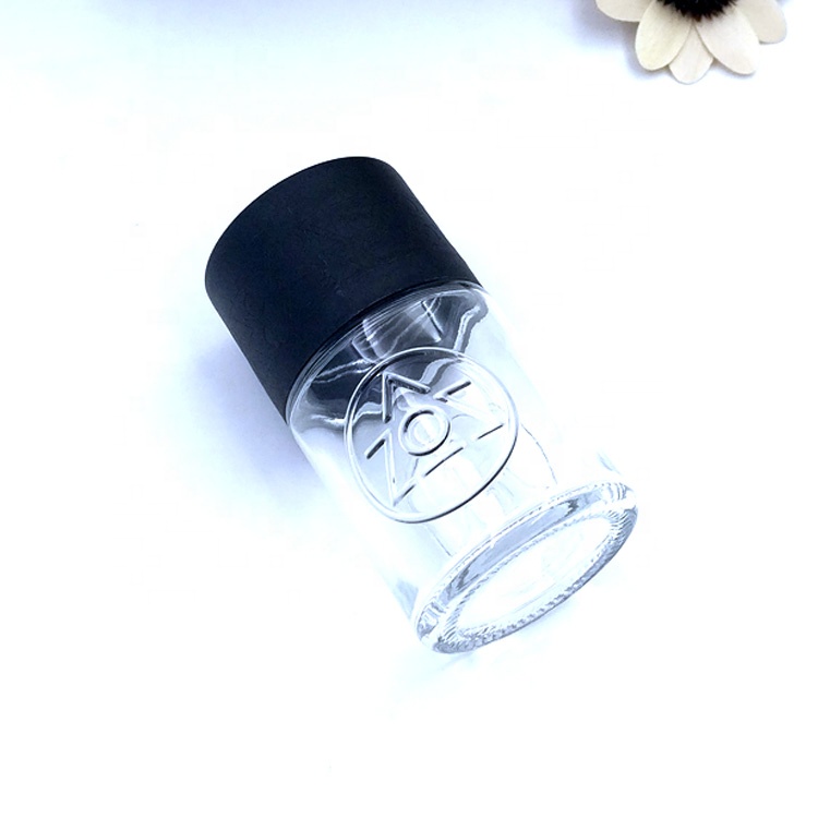 custom design 53D 74H clear weeds packaging embossed bottle 95ml 3oz engraved empty child proof glass jar for CBD flower