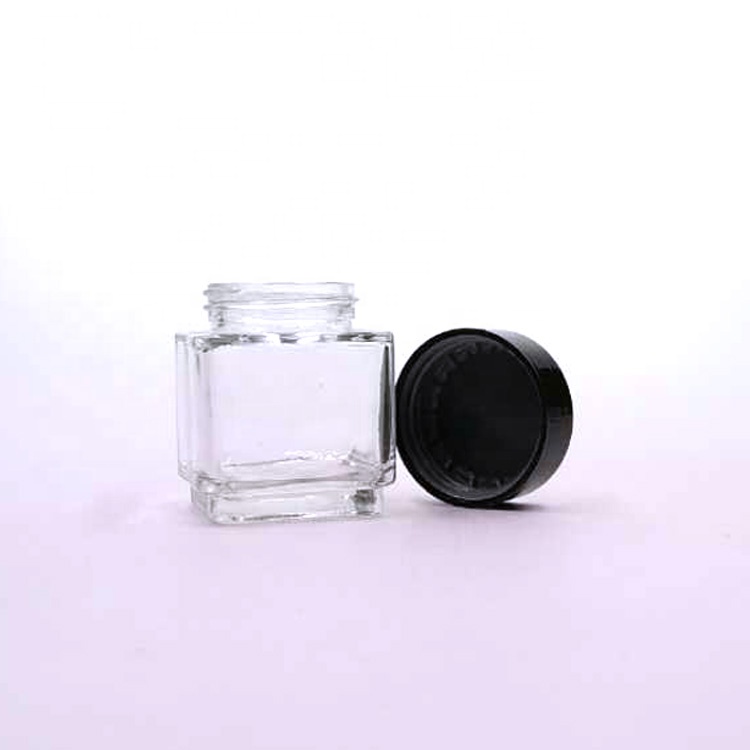 custom design 90ml 3oz 100ml 4oz empty square glass jar child proof with child resistant lid for herb flowers kush CBD oil cream