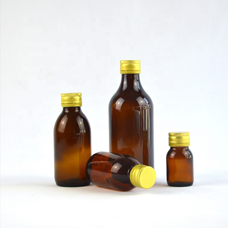 custom design dia 28mm neck size 30ml 60ml brown oral liquid solution containers 1oz airtight glass amber bottle for syrup