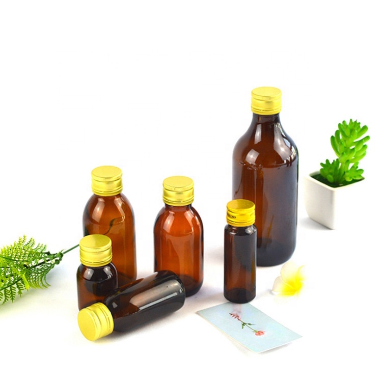 custom design dia 28mm neck size 30ml 60ml brown oral liquid solution containers 1oz airtight glass amber bottle for syrup