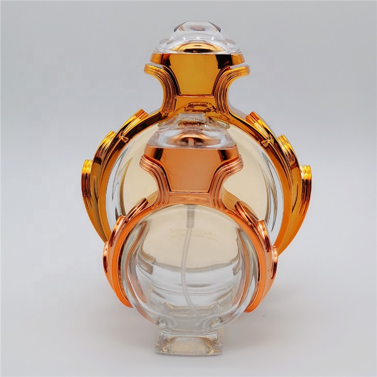 custom design empty glass spray square pink lid perfume bottle