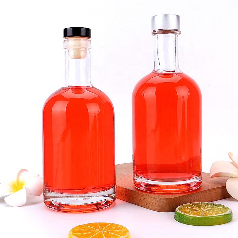 custom design garrafa 200ml 375ml 500ml 750ml 1000ml empty liquor glass bottles with wood cork top engraved logo private labels