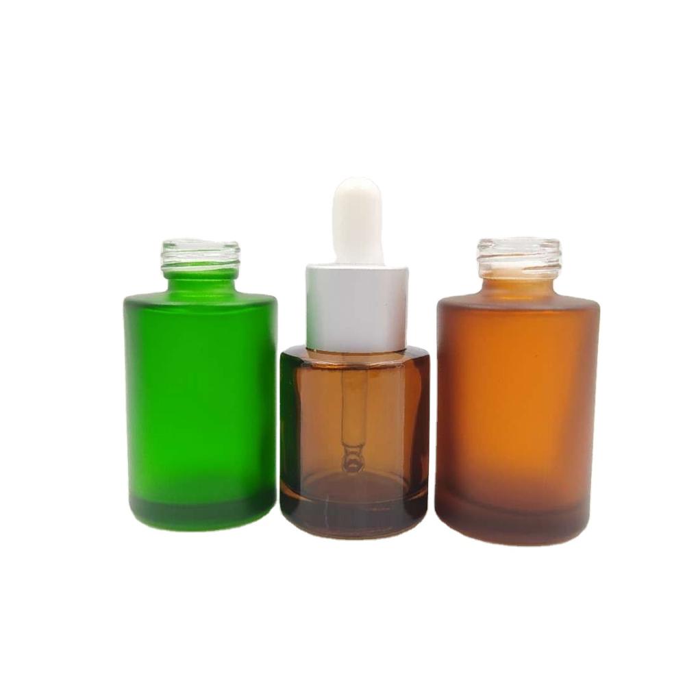 custom design high quality 30ml green frosted dropper bottle for essential oil