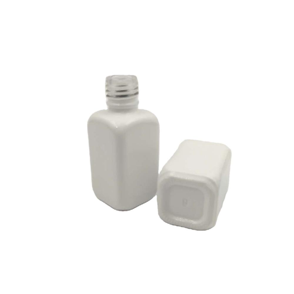 custom design printing white 10ml square glass uv gel nail polish bottle with cap