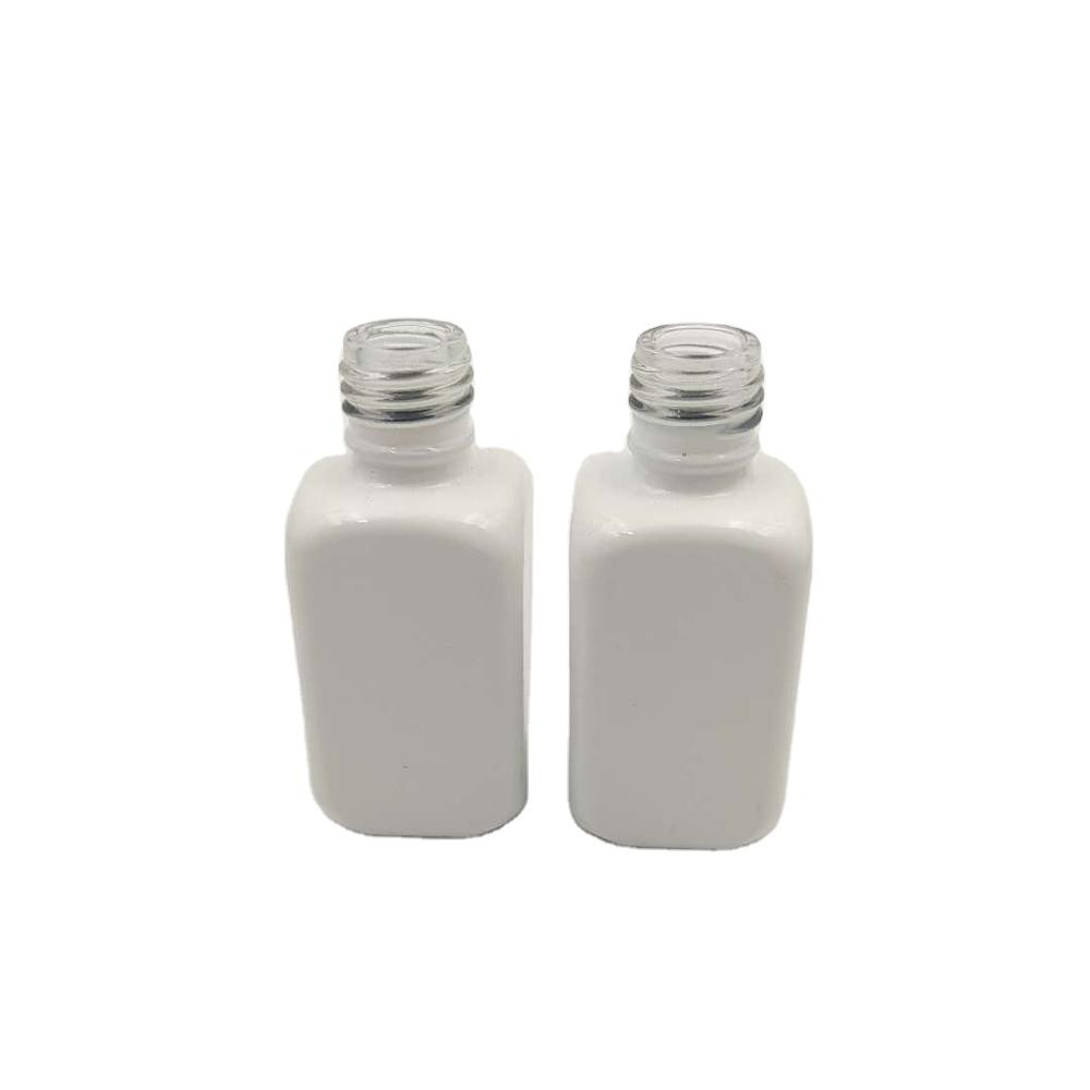 custom design printing white 10ml square glass uv gel nail polish bottle with cap