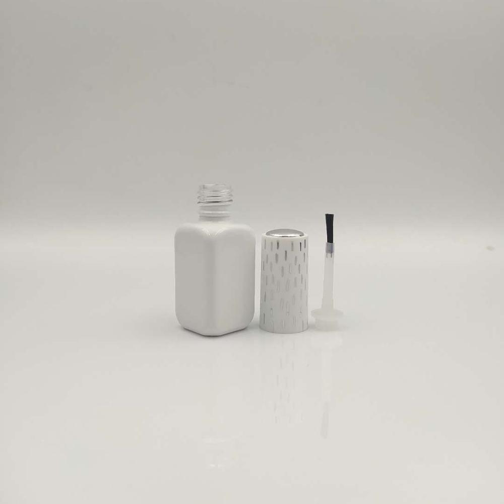 custom design printing white 10ml square glass uv gel nail polish bottle with cap