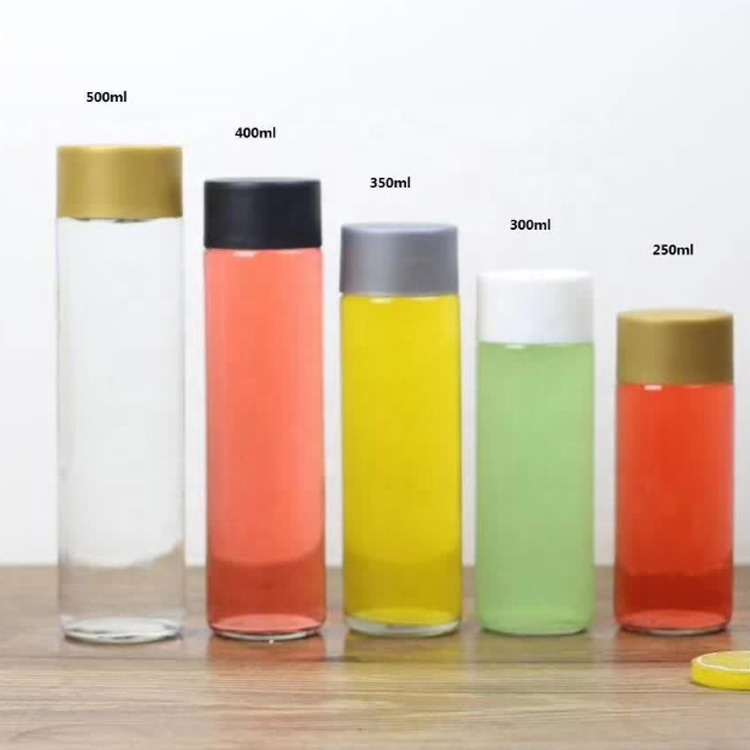 custom design shape 800ml 375ml empty glass bottle for beverages cold pressed juice scented tea homemade drinks milk liquid 10oz