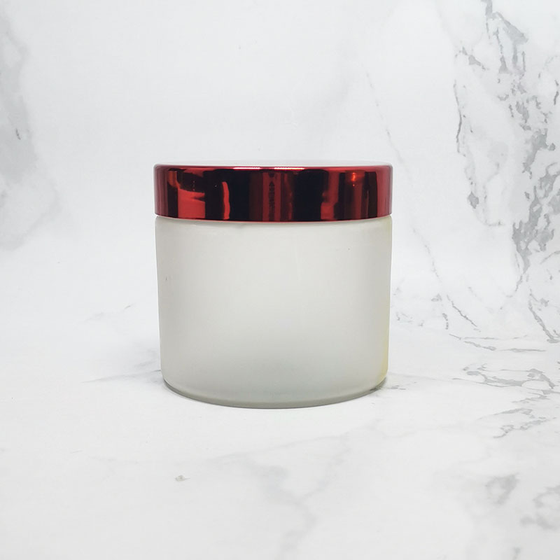 custom electroplating red metallic lid 200ml frosted plastic cosmetic jar