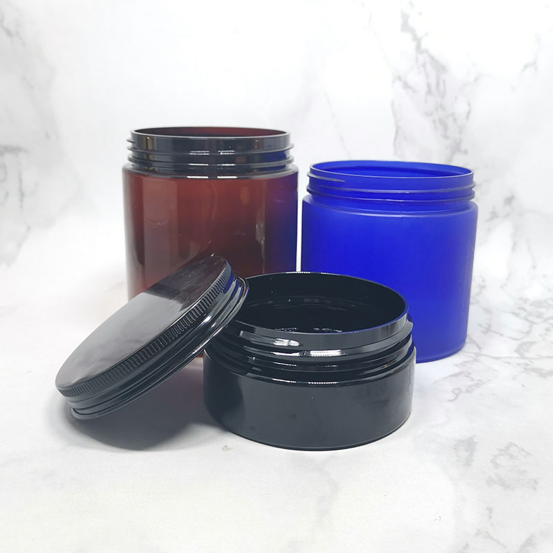 custom electroplating red metallic lid 200ml frosted plastic cosmetic jar