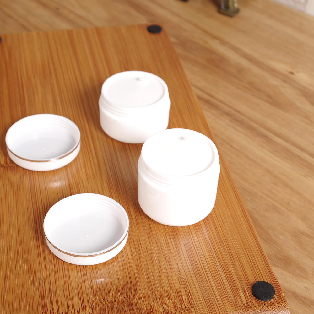 custom empty 50g 100g 150g 200g 250g pp round white silver line ring cosmetic container plastic body skin care face cream jar