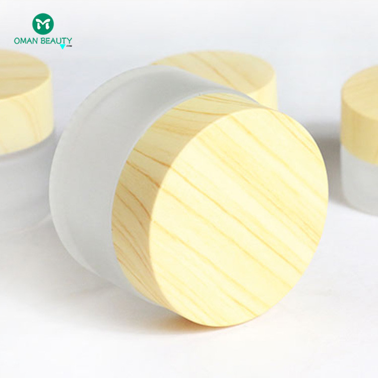 custom empty lip balm cosmetic container candle glass jars with wood lid suppliers