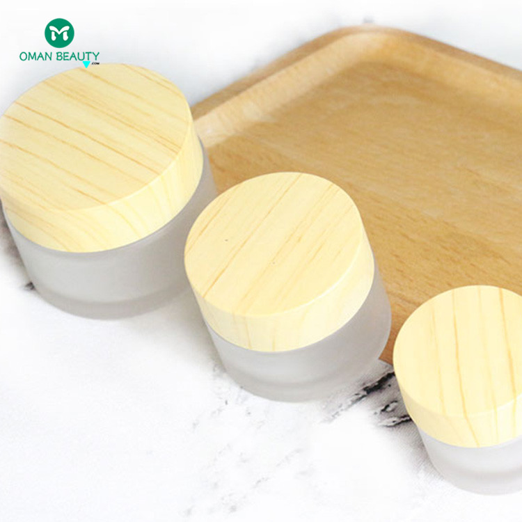 custom empty lip balm cosmetic container candle glass jars with wood lid suppliers