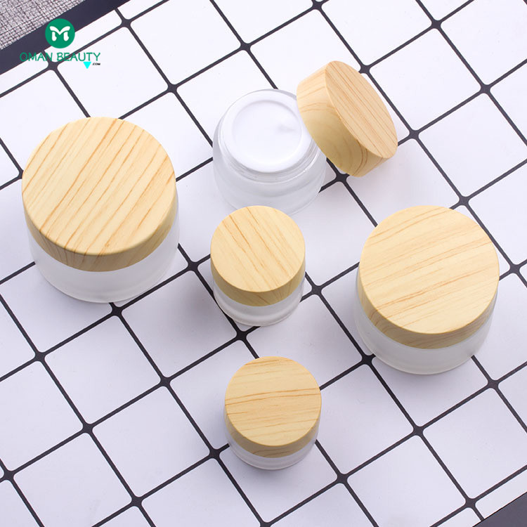 custom empty lip balm cosmetic container candle glass jars with wood lid suppliers