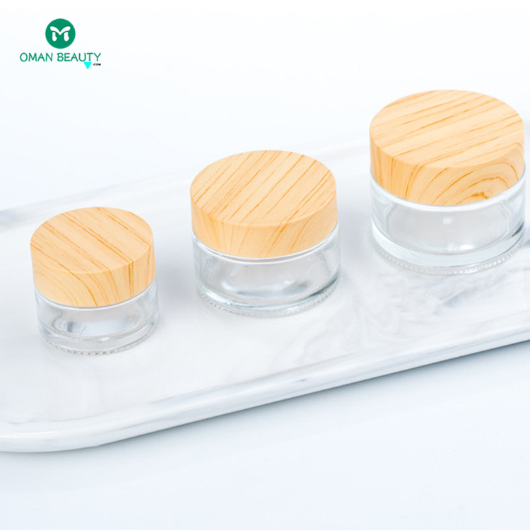 custom empty lip balm cosmetic container candle glass jars with wood lid suppliers