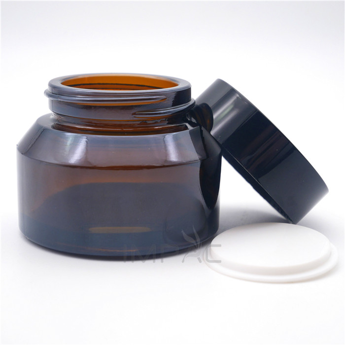 custom empty luxury body cream cosmetic glass jar 50 ml with PP cap