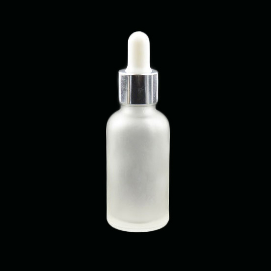 custom frosted clear glass dropper bottles 30ml with silver cap