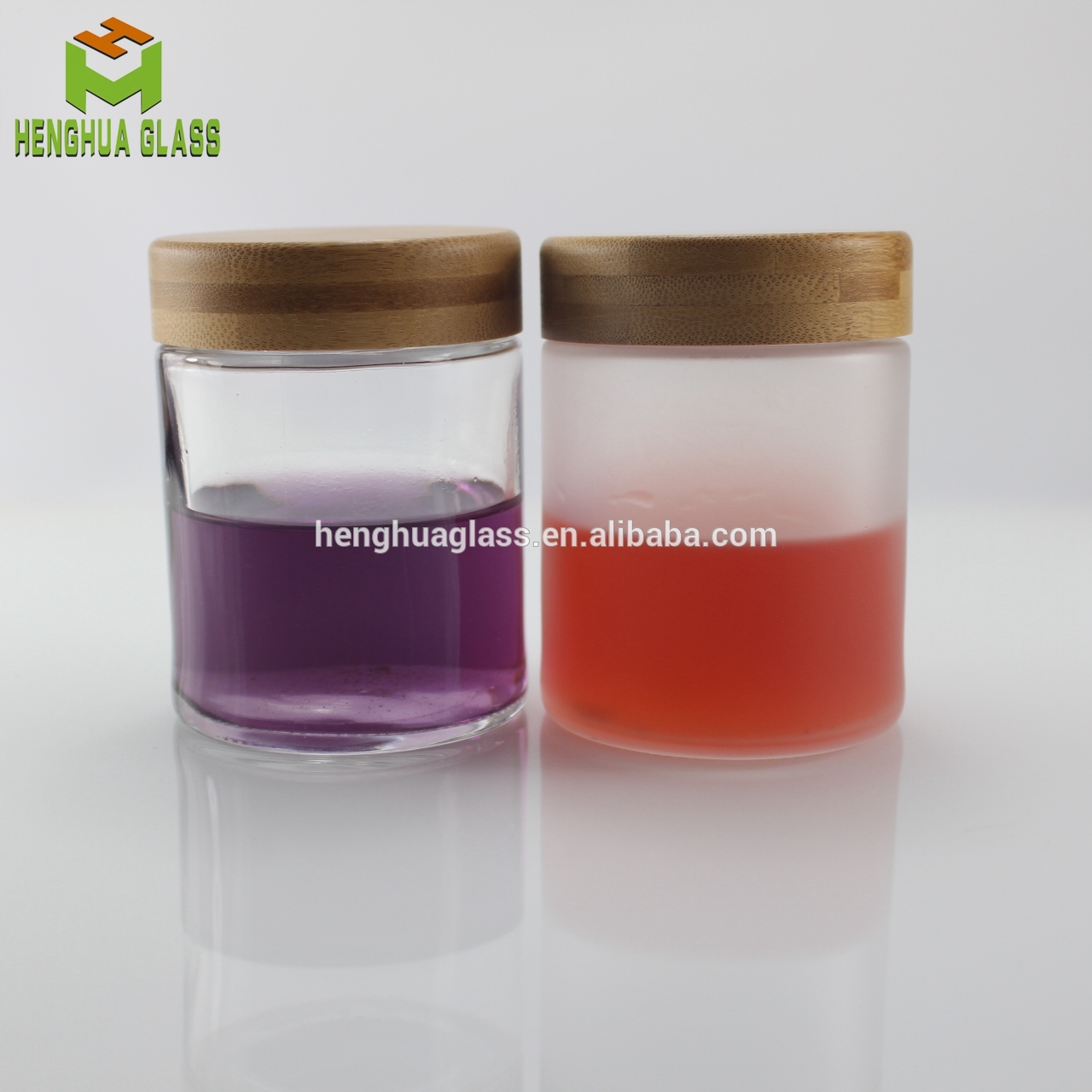 custom frosted round 8oz CBD glass jar 220ml Herbs food storage capsule pill jars with bamboo childproof lid