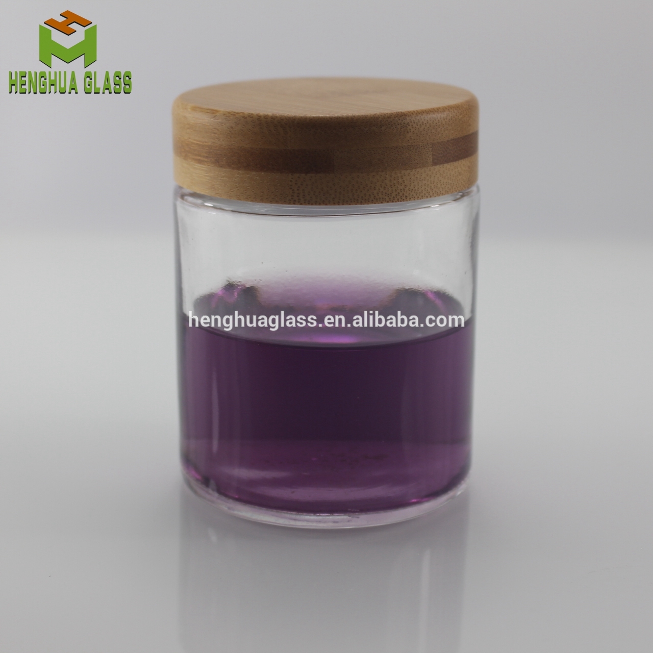 custom frosted round 8oz CBD glass jar 220ml Herbs food storage capsule pill jars with bamboo childproof lid