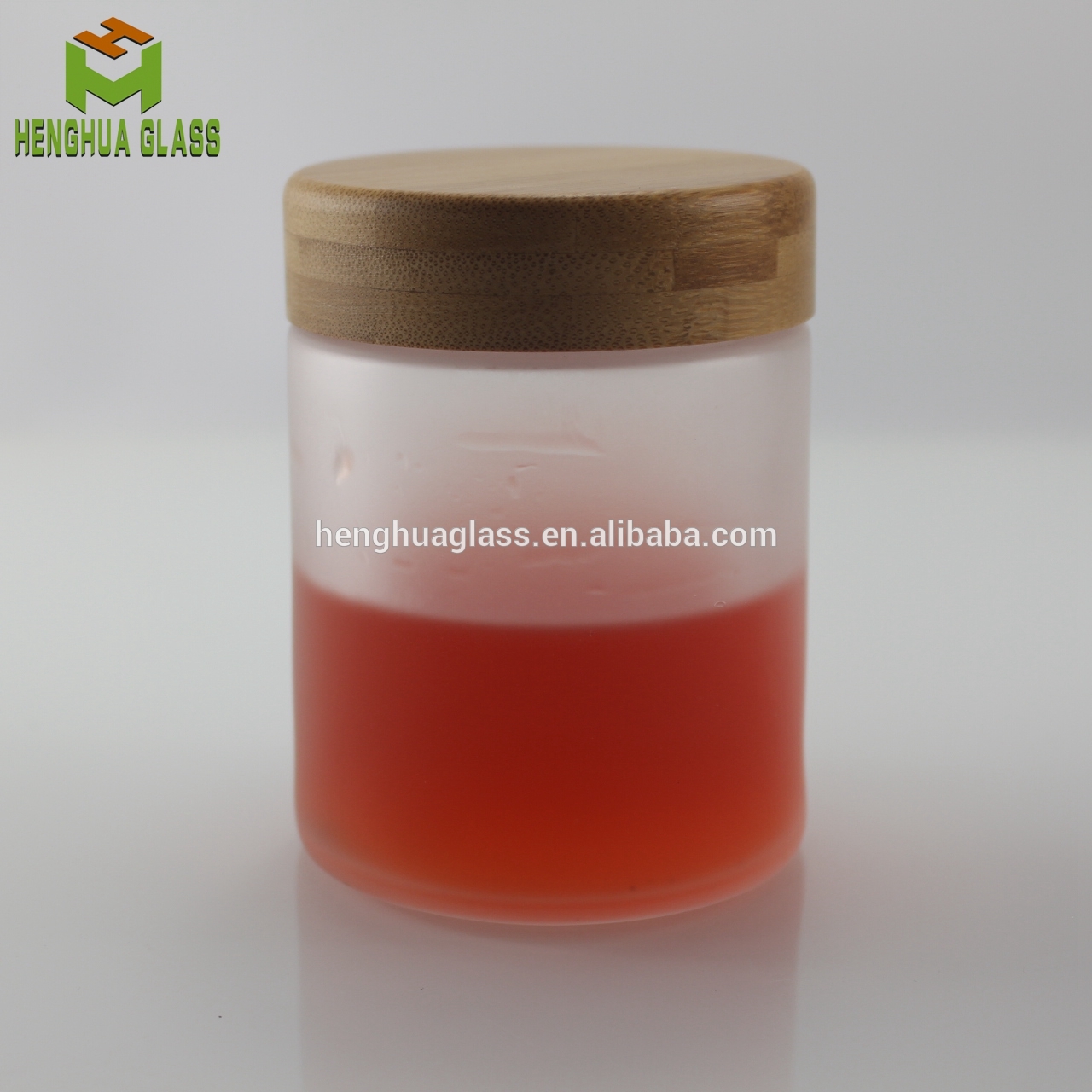 custom frosted round 8oz CBD glass jar 220ml Herbs food storage capsule pill jars with bamboo childproof lid