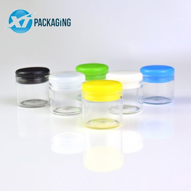 custom glass concentrate jar cream glass jar for CBD hemp 7ml glass jar concentrate with soft silicone lid
