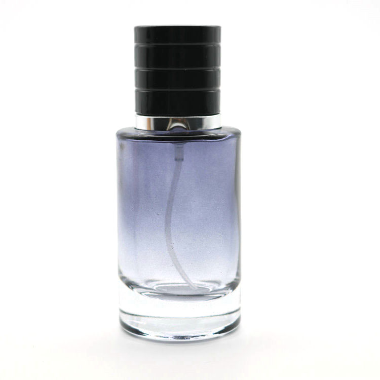 custom grey 1ounce luxury high quality glass perfume bottle with black cover