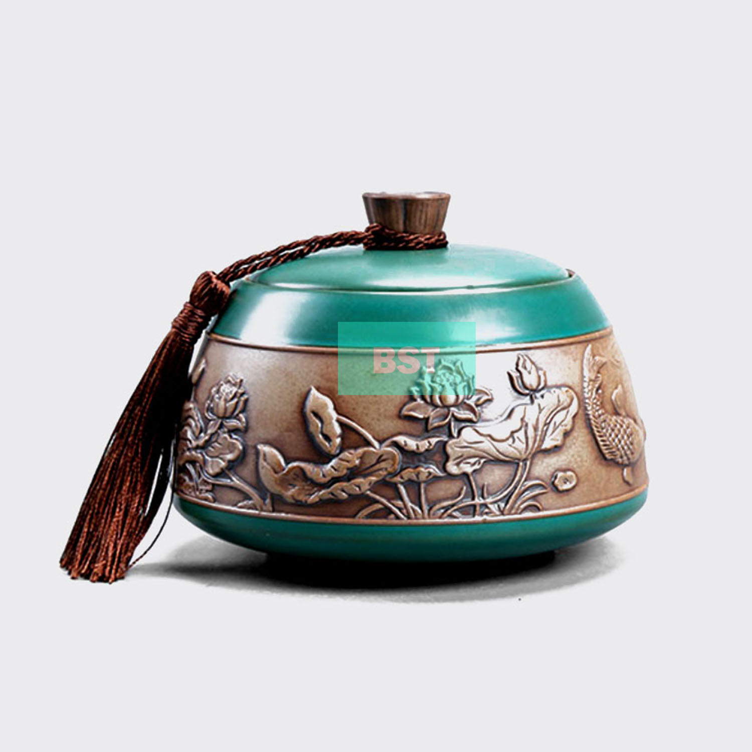 custom high end brand embossed flower pattern ceramic storage jar with lid set