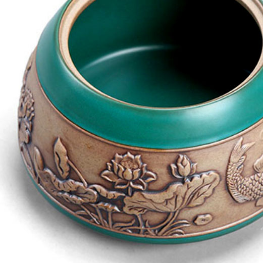 custom high end brand embossed flower pattern ceramic storage jar with lid set