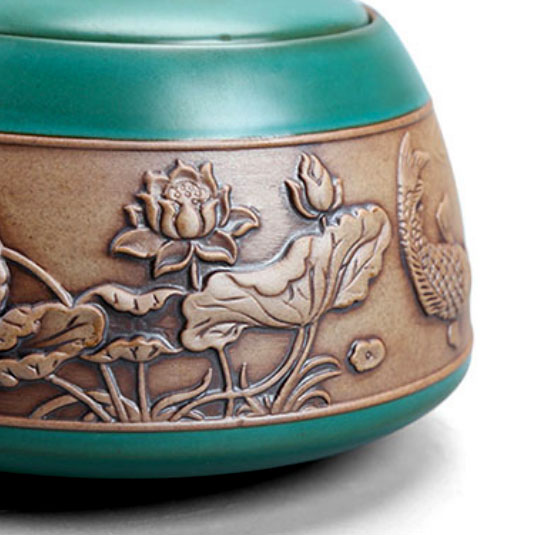 custom high end brand embossed flower pattern ceramic storage jar with lid set