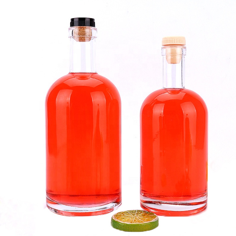 custom high end gin package 200ml 375ml 500ml 750ml 1000ml round liquor glass bottles with thick base private label designs logo