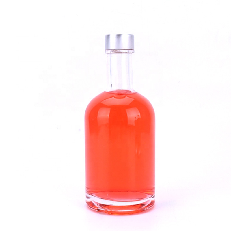 custom high end gin package 200ml 375ml 500ml 750ml 1000ml round liquor glass bottles with thick base private label designs logo