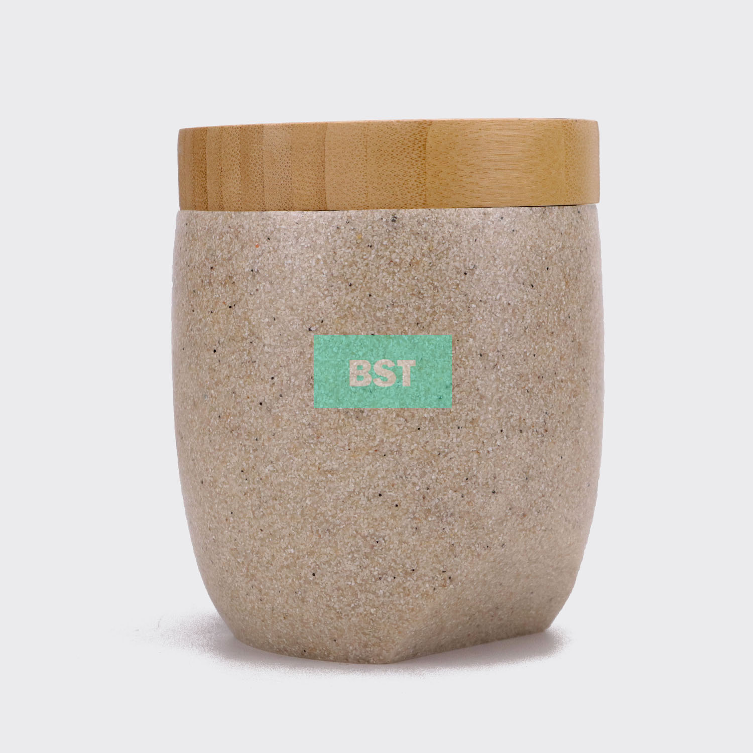 custom high quality sandstone resin storage jar with bamboo lid