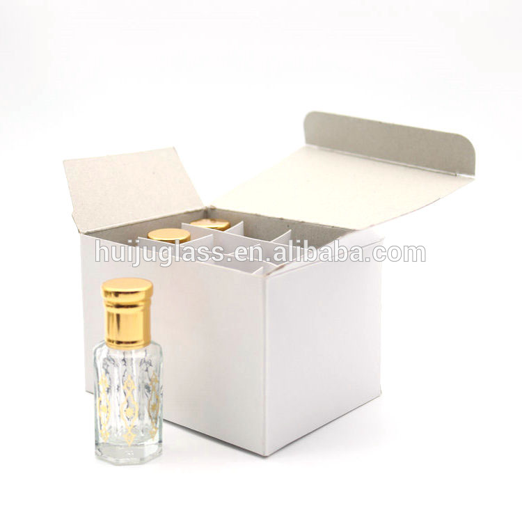 custom hot stamping printing logo 3ml 6ml 12ml glass oud attar bottle with glass stick