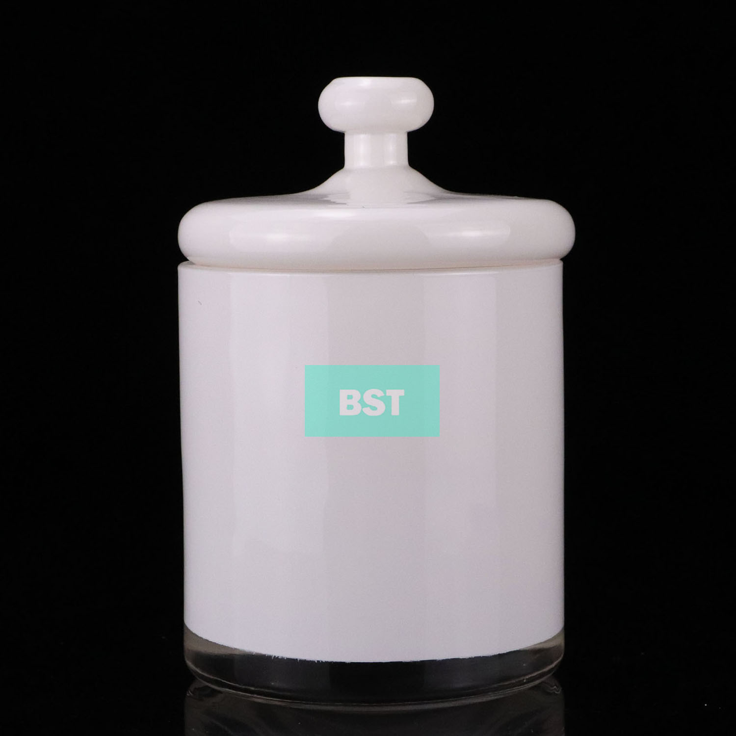 custom hotel bathroom glass storage jar with lid for cotton ball