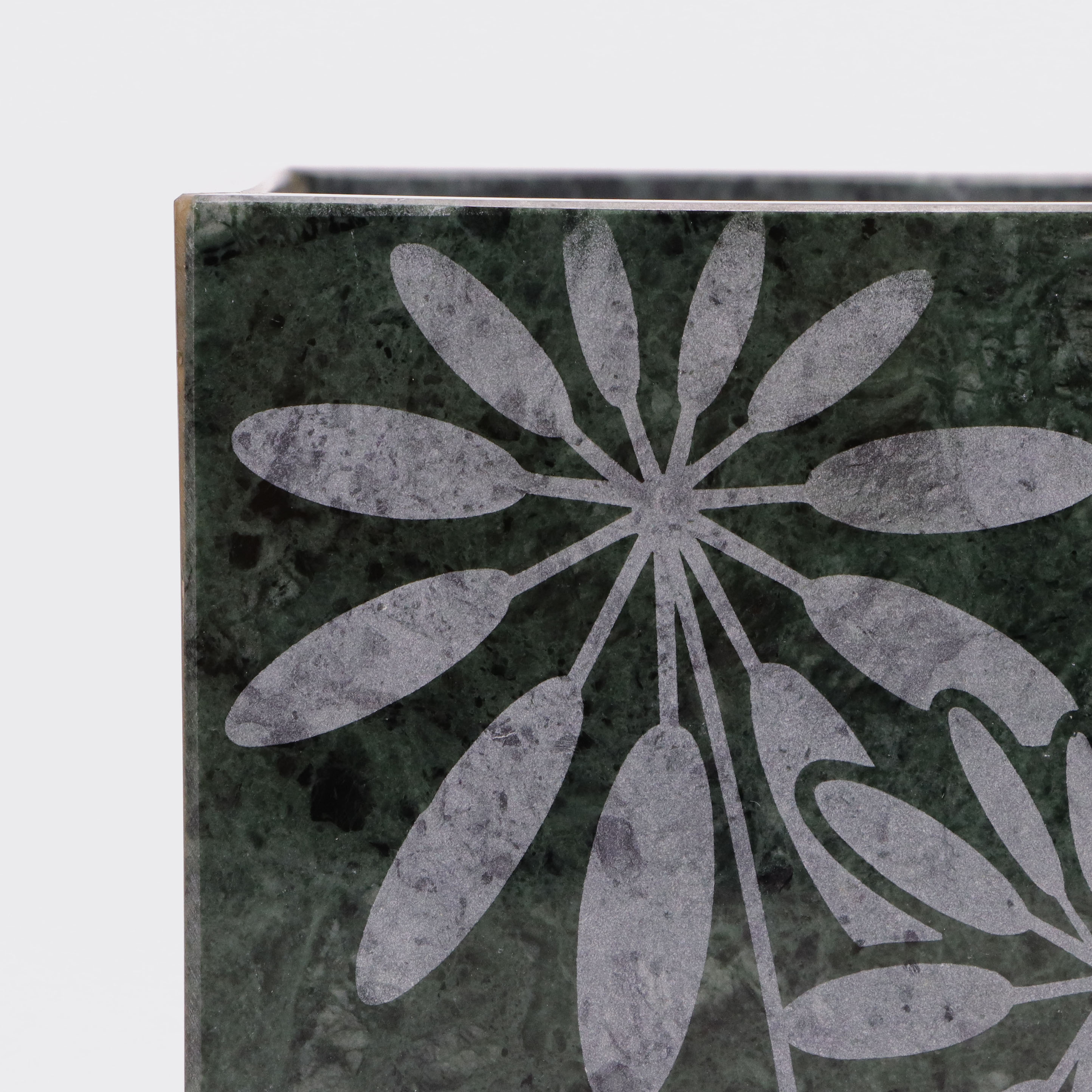 custom laser engraving pattern natural square stone canister with lid