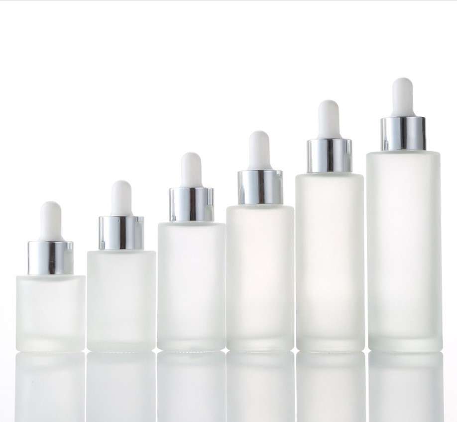 custom logo 1oz 15ml 30ml 50ml 100ml glass perfume bottle Frosted Cosmetic Glass Bottle 30ml flat shoulder glass dropper bottle