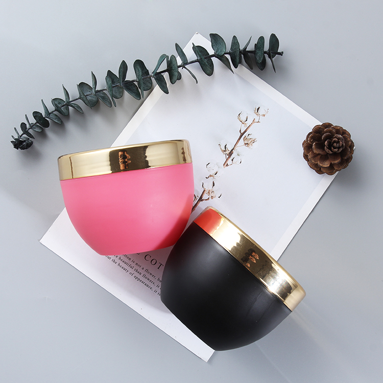 custom logo 250g 8oz matte black Cosmetic cream container plastic jars with gold lid cap