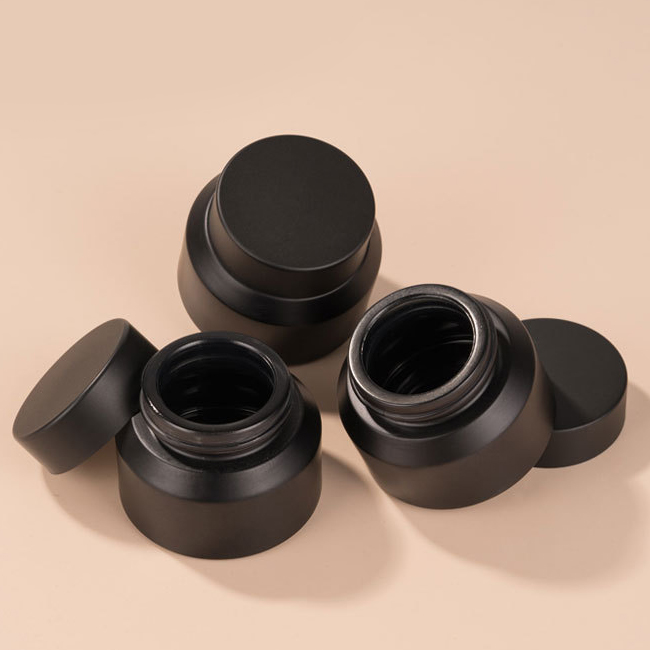 custom logo 30g 30ml glass cosmetic packaging black UV matte Shoulder skincare eye cream jar with black matte plastic cap