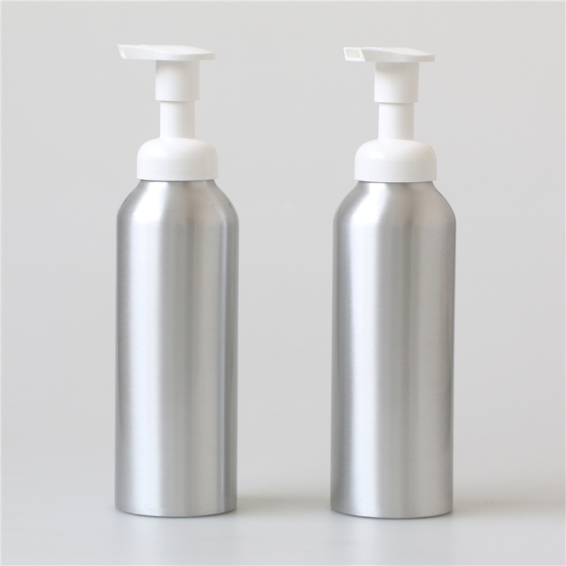 custom logo 500ml aluminum foam pump bottle for liquid soap packing