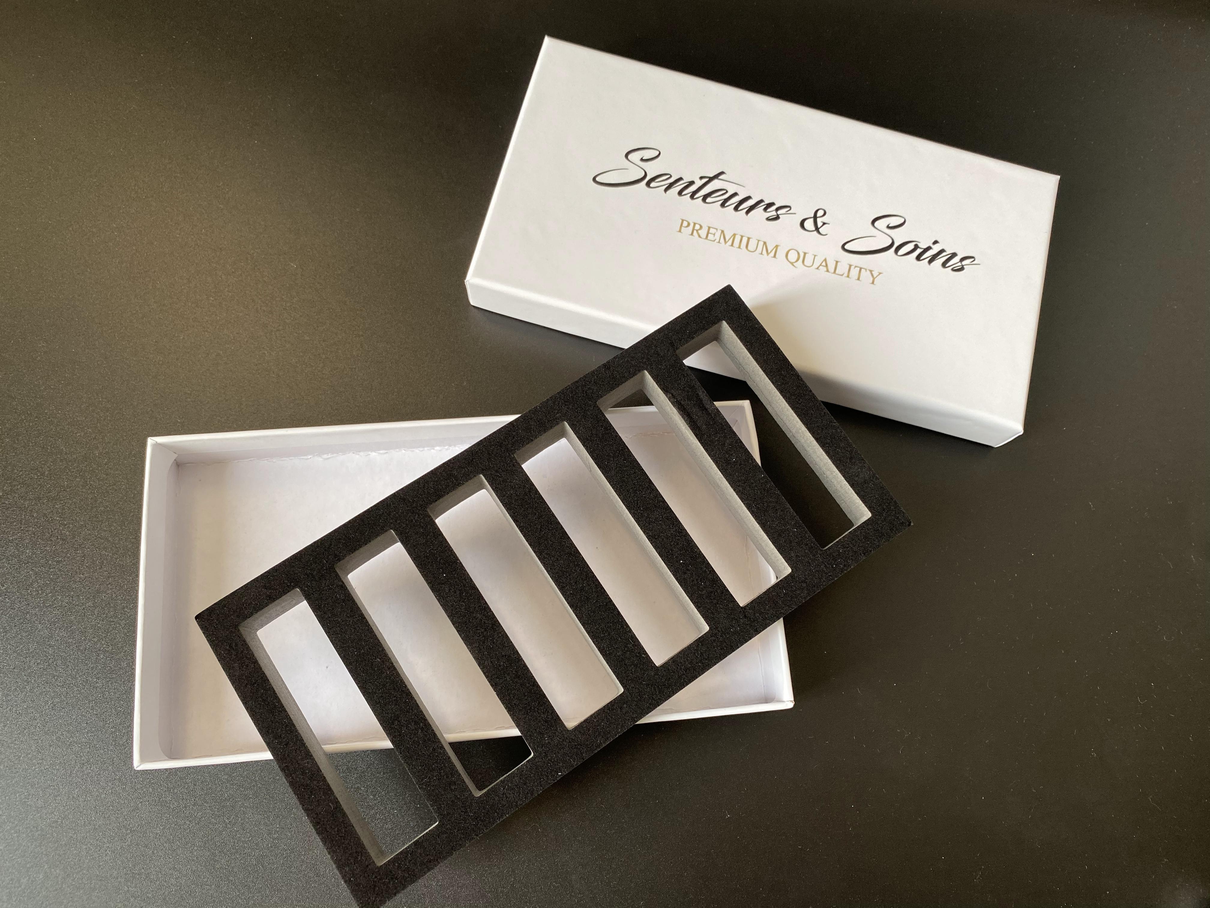 custom logo 6pcs/set 5ml rectangle clear glass spray perfume bottle with Cardboard Paper Box