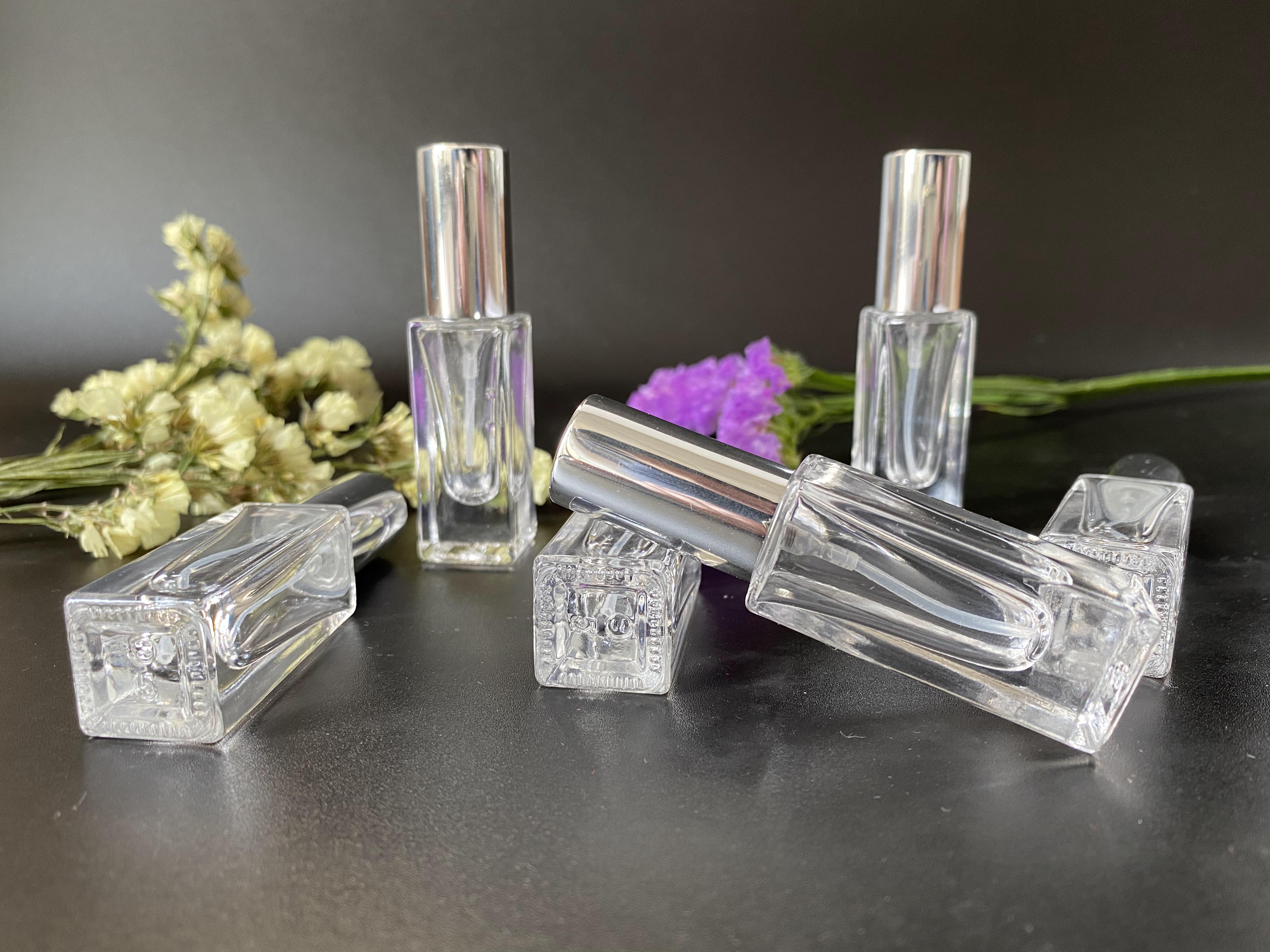 custom logo 6pcs/set 5ml rectangle clear glass spray perfume bottle with Cardboard Paper Box