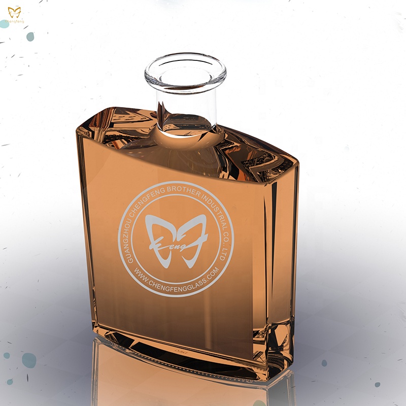 custom logo Embossed rum bottle glass whiskey bottle spirit bottle 500ml with cock