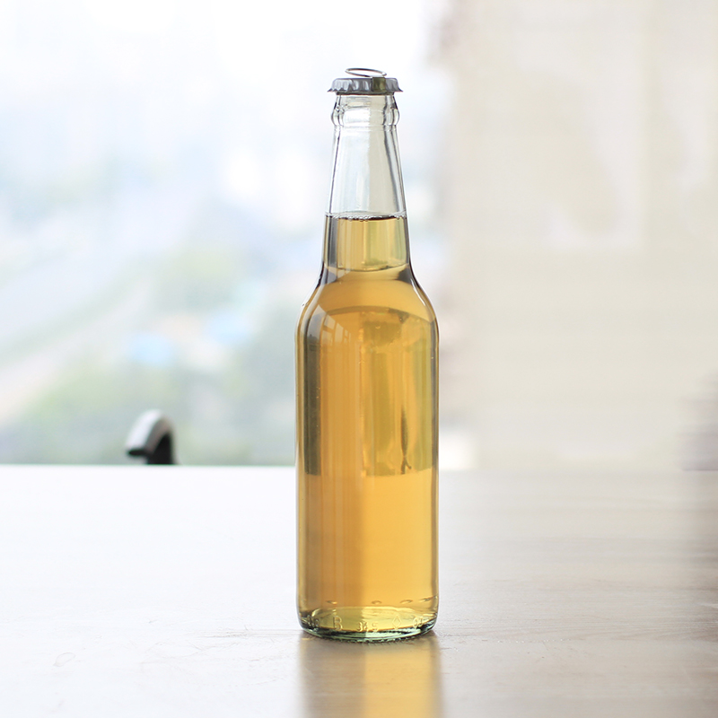 custom logo amber or clear 330ml beer glass bottles with metal cap