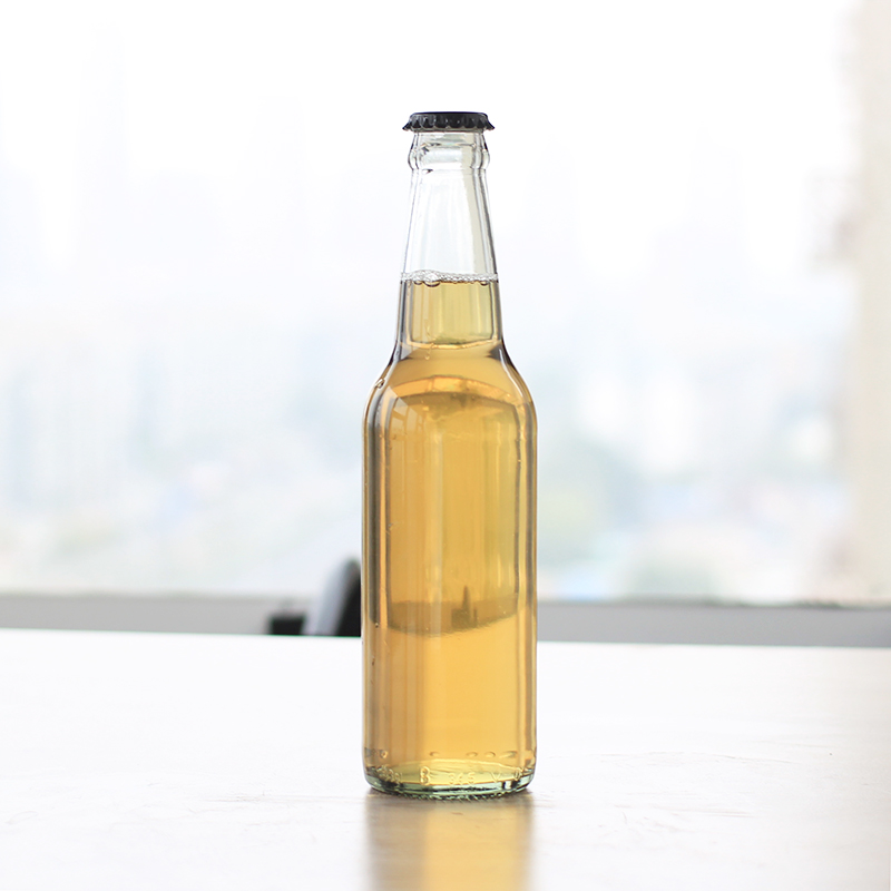 custom logo amber or clear 330ml beer glass bottles with metal cap