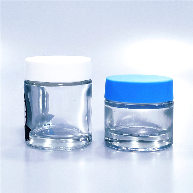 custom logo and labels Wholesale 1oz 2oz 3oz 4oz Clear Weeds CBD Hemp Flower Childproof Glass Jar With Child Resistant Lid