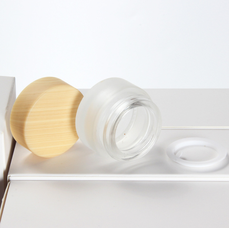 custom logo matt frosted clear glass jar cream bottle