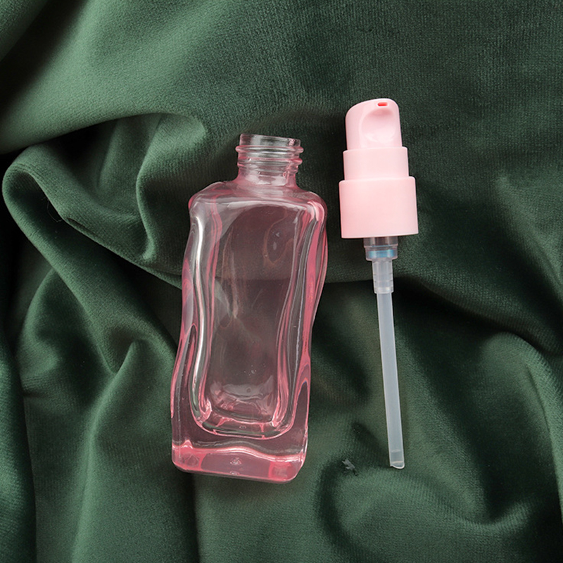 custom logo pink serum glass bottle face cream jar skincare set containers luxury cosmetic packaging